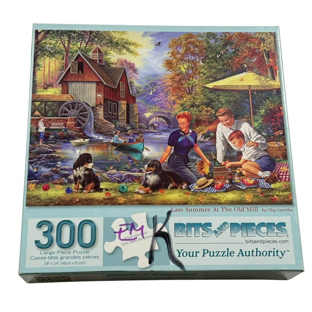 Bits And Pieces Late Summer At The Old Mill Large Format 300 Pcs Puzzle Complete